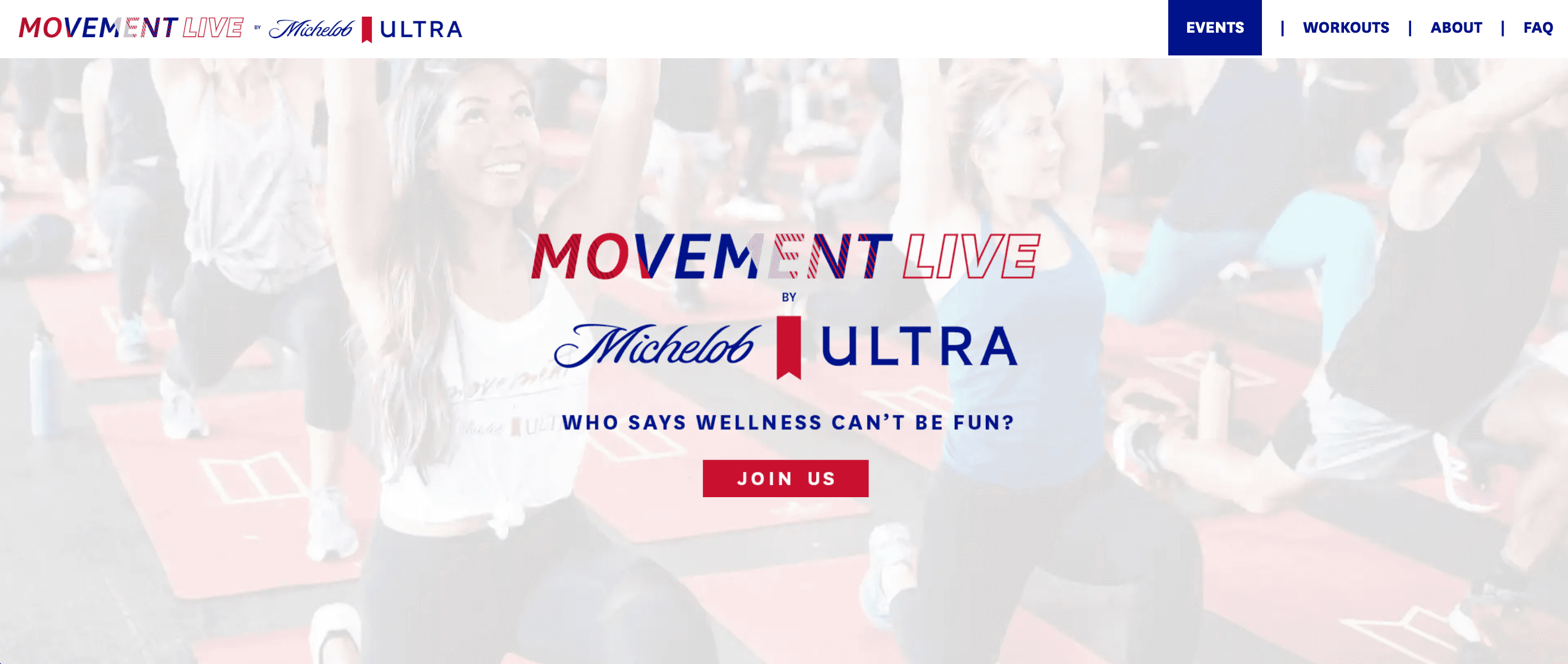 Michelob Ultra Movement Live Platform website